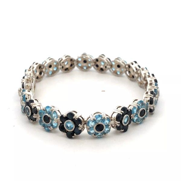 925 Sterling Silver Color Stone Bracelet 