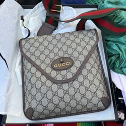 GG Supreme Monogram Web Medium Neo Vintage Flap Messenger Bag 