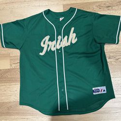 Vintage Majestic Notre Dame Fighting Irish Green Baseball Jersey Stitched XXL