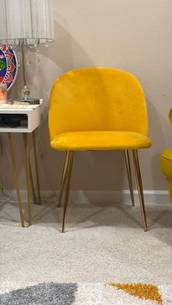 Yellow Velvet Accent Chair Gold Legs-2
