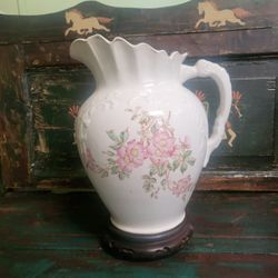 English Irish Stone Pitcher With Stand ( New)