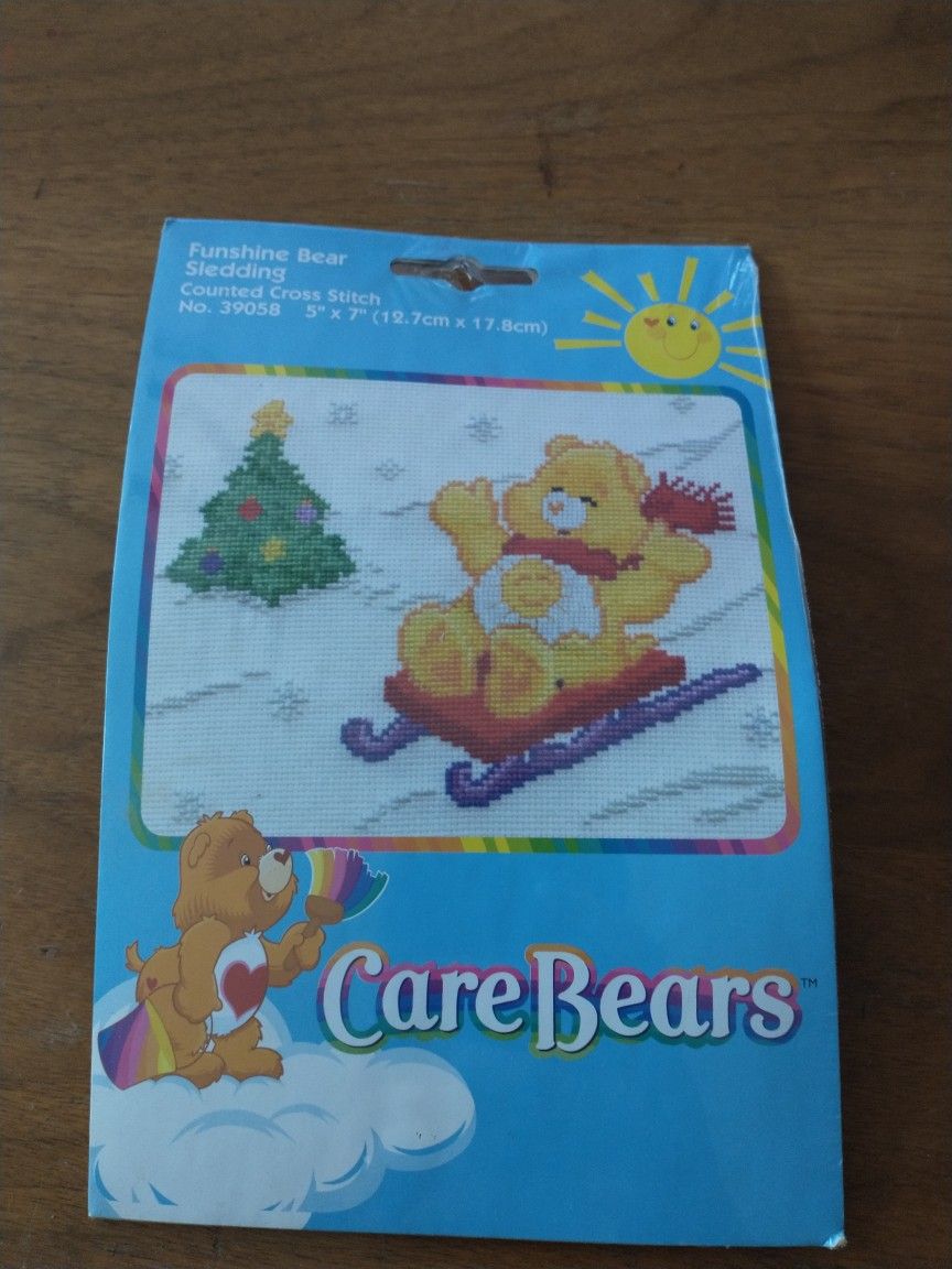Care Bears Sledding 2004 Counted Cross Stitch Kit Vintage New In Sealed Package
