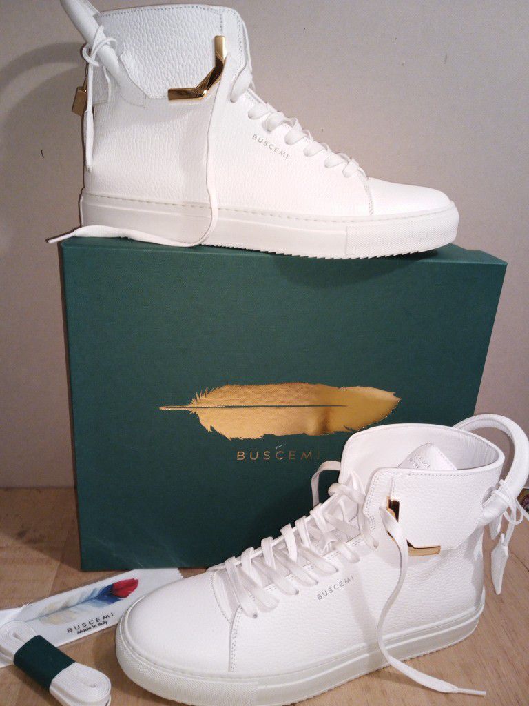 Buscemi High Top White Leather Tennis Shoes For Men Size 12