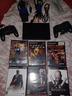 Playstation 2 slim with games and 2nd controller