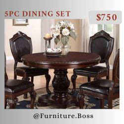 Round Dining Table + 4 Chairs