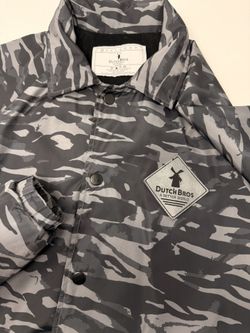 Dutch Bros Coffee Manager Exclusive black and grey Camo Windbreaker Coat Mens XS