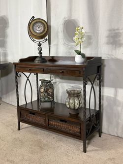 Rustic Industrial Multi-Purpose Console Table with Drawers