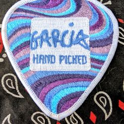 RARE Jerry "GARCIA HAND PICKED" (MJ) Embroidered 3" Patch in the shape of Guitar Pick