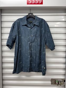 Royal Robbins Blue Abstract Woven Cotton Button-Up Shirt Pockets Men's XL