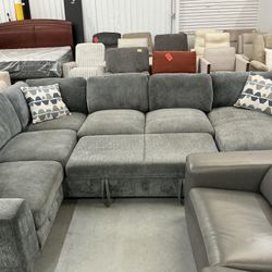 U Shape Modular Sofa With Pullout Bed 