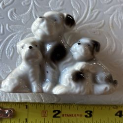 Vintage Adorable mama terrier with pups