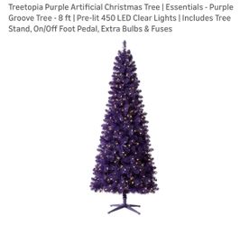 8ft Purple Pre-lit Christmas Tree