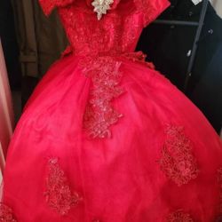 Toddlers Red Mini Quinceanera Dress