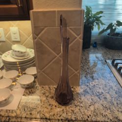 vintage amethyst purple paneled swung glass vase