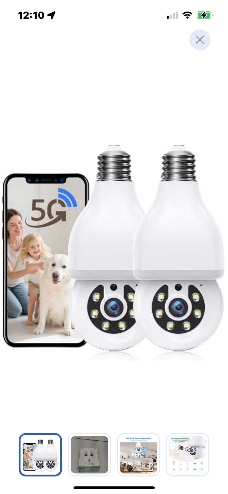 “New”2 Pk Security Light Bulbs (5G& 2.4 G)2 Way Talk,night Vision Compatible W/alexa(retail $59)