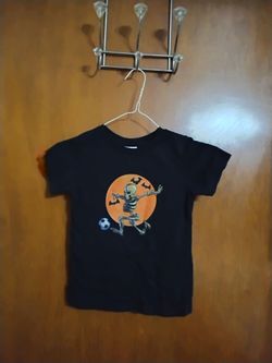 Kids Halloween Skeleton Soccer T-Shirt. 4T