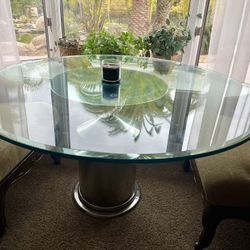 Round Antique Dining Glass Table