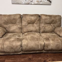 Power Reclining Couch Tan/ Brown