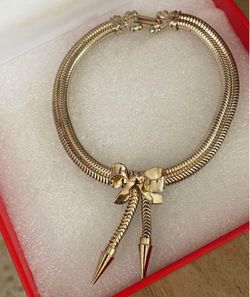 Pulsera Gold Filled Tejida Diseño Lazo Joyería Antigua 