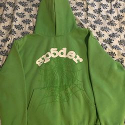 GREEN SP5DER HOODIE SIZE L  