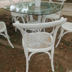 Rattan Table And Cane Chairs