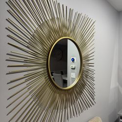 Ashley Wall Decorative Round Mirror Gold Color 