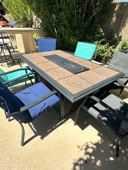 Outdoor Fire Table with 6 chairs