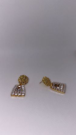 Chic Gold and White Drop Earrings