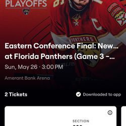Game 3 Tomorrow! Row 8 In 309 Panthers V Rangers