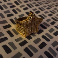 S925 Sterling Gold Silver Star Cubic Zirconia Ring