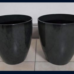 PAIR of 11" (Tall) Green Resin Planters (2 for $35) @ Lasting Creations