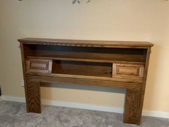 Oak Bookcase Headboard with Storage Shelves - Free