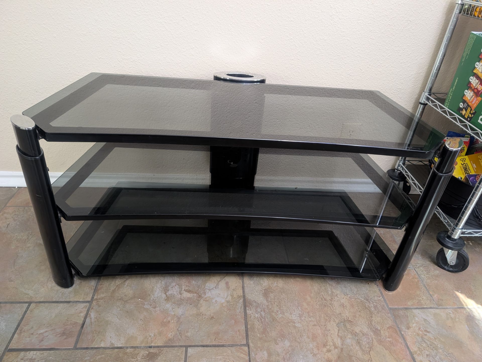 Normal Panel Stand 3-Tier Smoked Glass TV Stand for Sale in Shavano Park, TX - OfferUp