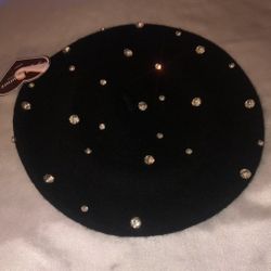 Juicy Couture Ladies Rhinestone Logo Beret Hat