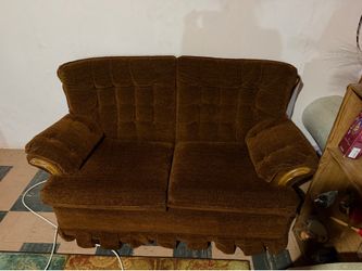 Vintage brown corduroy loveseat