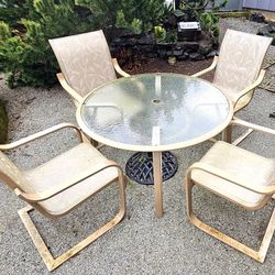 Patio Table 4 Chairs And Umbrella Stand