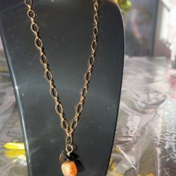 Gold Plated Necklace With A Pretty Stone 
