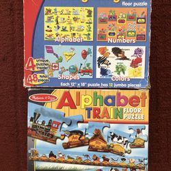 Melissa and Doug Alphabet Train and 4-in-1 Beginning Skills Floor Puzzle