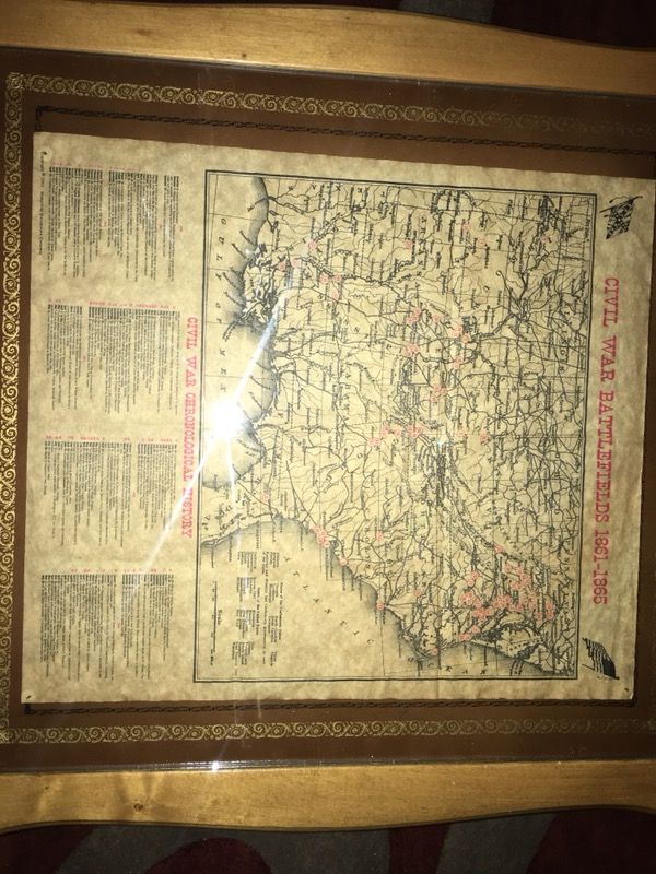 Map from civil war battlefields ( 1861- 1865 )