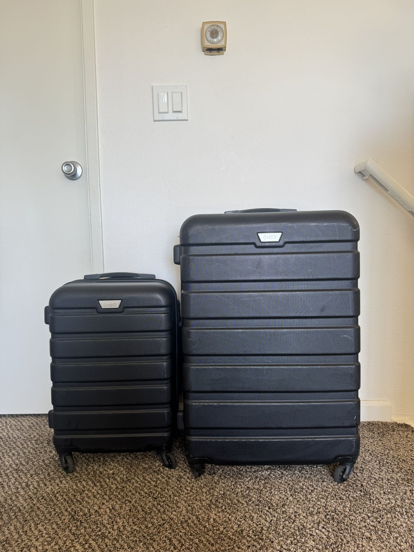Coolife Black Hardside Spinner Luggage Set Of 2