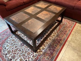 Dark Wood Coffee Table with Tile Top