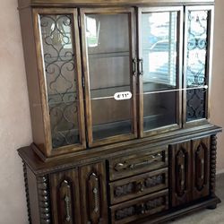 Solid Wood China Cabinet Glass Display Case Antique 