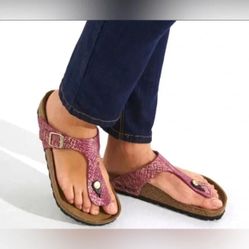 Birkenstock Gizeh Birko-Flor metallic pink sandal women’s shoe size 39 L8
