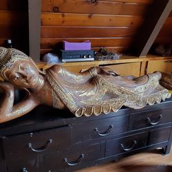 Sleeping Lord Budah Statue Solid Wood