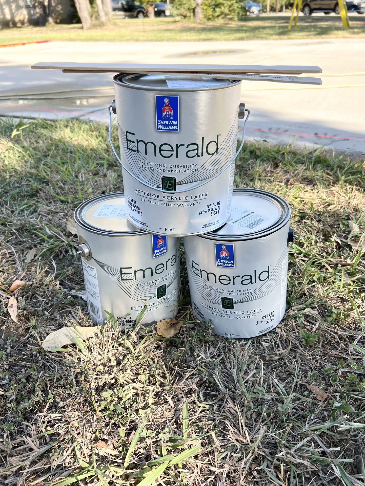 Sherwin Williams Paint - 3 Gallons - Brand New - Never Opened - Exterior Latex Enamel - Highest Quality Paint - Color Is Casa Blanca - House Paint