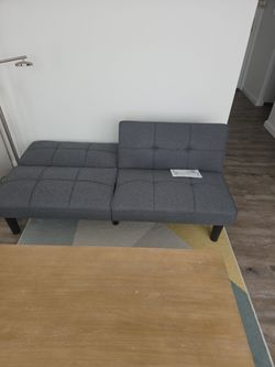 Gray Tufted Convertible Futon Sofa