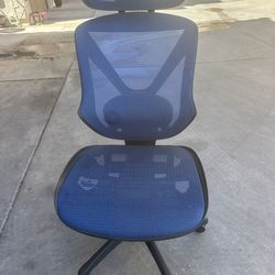 Blue mesh office chair with lumbar support