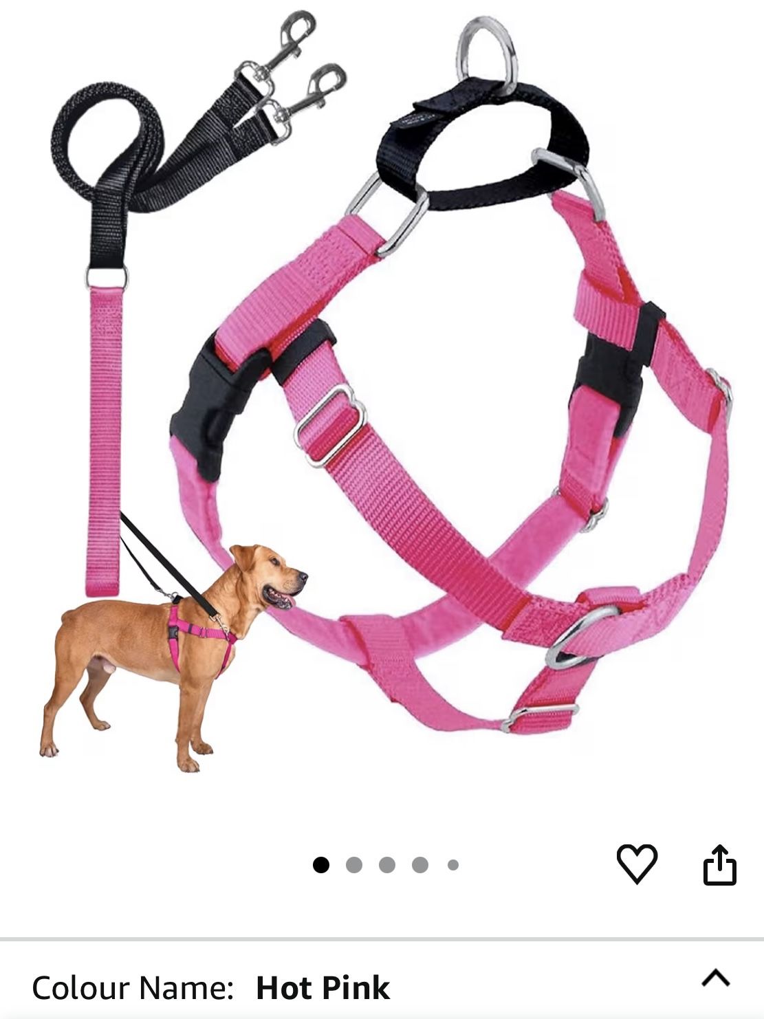 Complete training kit for dog in Hot pink. Size medium . 2hounds design freedom-Pull Harness 5/8