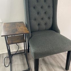Beautiful Wingback Chair + Powered End Table