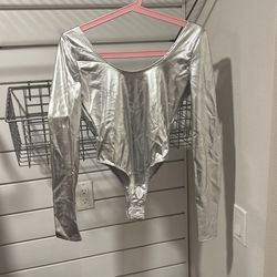Long Sleeve Silver Rave Bikini Size Small